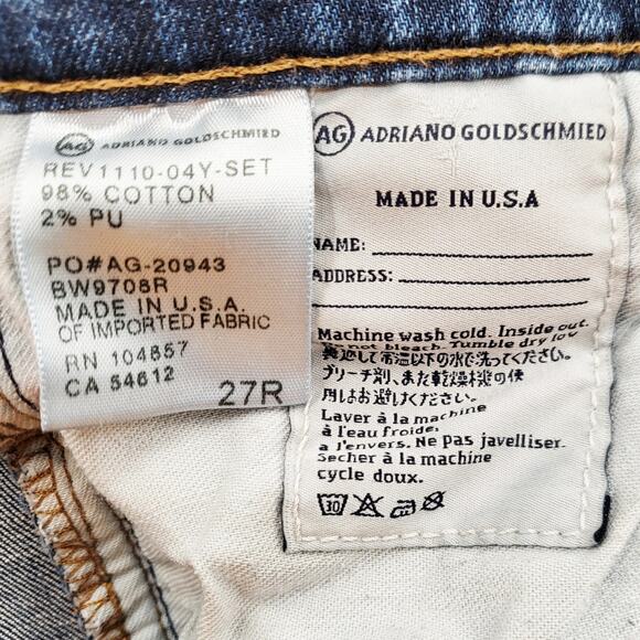 Adriano Goldschmied AG The Stilt Cigarette Leg Blue Jeans Women's 27 Made in USA - Picture 8 of 9